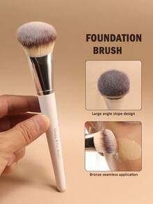 Chuang M Cai Beauty 1pc Foundation Brush, Liquid Foundation Brush, Ultra Soft, Professional Makeup Tool, Suitable For Daily Facial Makeup - White - View 1