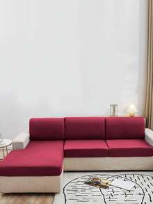 1/2/3/4件装牛奶丝面料，高弹力，防尘，防紫外线，防刮擦沙发靠垫套，适用于客厅、卧室、酒店及其他家居装饰场所。 - 酒紅色 - 查看 6