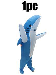 1/2/3pcs Adult Blue Shark Inflatable Costume, Inflatable Costume, Shark Costume, Adult Inflatable Costume, Christmas Anime Cosplay Costume Sea Fish Shark Mascot Fancy Dress Party Cosplay Halloween - Multicolor - View 19