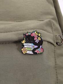 1 件可爱花卉、动物和黑猫卡通书迷胸针，时尚珠宝适合男女，日常佩戴和朋友礼物