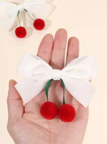 2pcs Cherry Hair Bows For Girls White Cherry Bow Alligator Clips Cute Sweet Bow Hair Clips Baby Toddlers Vacation Gifts Bow Barrettes Lovely Fruit Bow Hair Clips Teens Hair Accessories