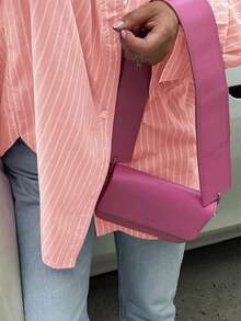 Look Polly 女士条纹长袖衬衫，单排扣休闲时尚款，秋季新款，带口袋设计，返校季复古风条纹衬衫，圣诞节冬季服装 - 櫻花粉 - 查看 8