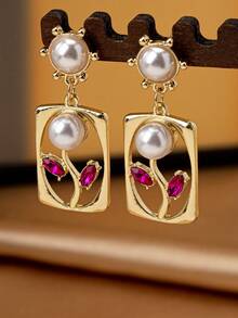 1 Pair Asymmetrical Round Earrings, Casual Vacation Jewelry Accessories For Women - Yellow Gold - View 7