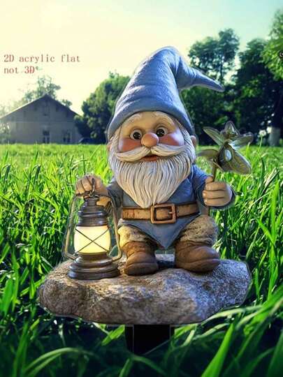 1 pieza Estaca de jardín miniatura plana y peculiar de acrílico 2D, decoración resistente a la intemperie para exteriores, regalo ideal de inauguración de la casa para macetas, céspedes y patios