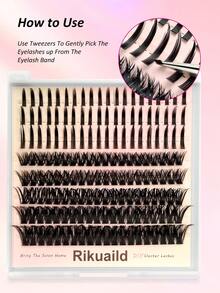 Rikuaild 160片单簇假睫毛，3种款式，包括尖头款，打造自然妆效；80D+尖头可重复使用睫毛；轻盈分段式单根睫毛，适合在家DIY嫁接睫毛 - D - 查看 6