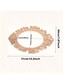 1 件欧式风格未完成木质相框圆盘，带木雕贴花镶嵌 - 大圆形切口 31x20cm，适用于婚礼、门、家居装饰