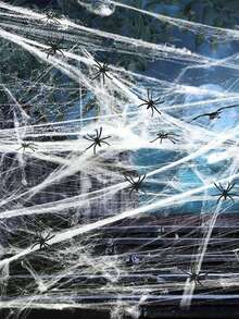 1pc,20/40/60g Spider Webs Halloween Decorations Bonus With Fake Spiders, Super Stretch Cobwebs For Halloween Indoor And Outdoor Party Supplies Fall Autumn,Christmas