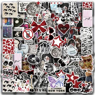100 stuks/pak Retro Y2K Downtown Mysterieuze Esthetische Graffiti Stickers, Leuke Cartoon Interessante Esthetische Label Stickers voor Scrapbook, Zelfklevende Briefpapier, Kaarten, Enveloppen, Gitaren, Instrumenten Decoratie, Cadeaus, Feestartikelen, Beloningen & Motivatie
