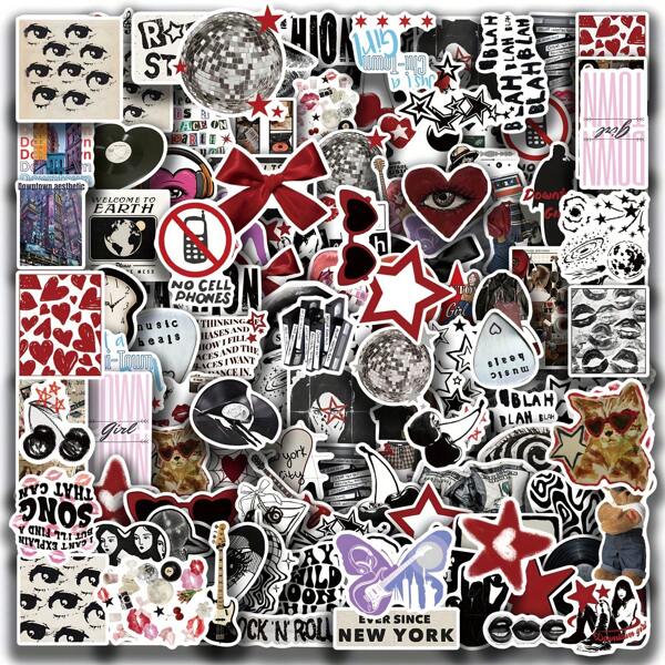 100pcs/Pack Retro Y2K Downtown Girls Mysterious Aesthetic Graffiti Stickers, Cute Cartoon Interesting Aesthetic Label Stickers For Scrapbooking, Self-Adhesive Stationery, Cards, Envelopes, Guitars, Instruments Decor, Gifts For Teenagers, Party Supplies, Rewards & Motivation