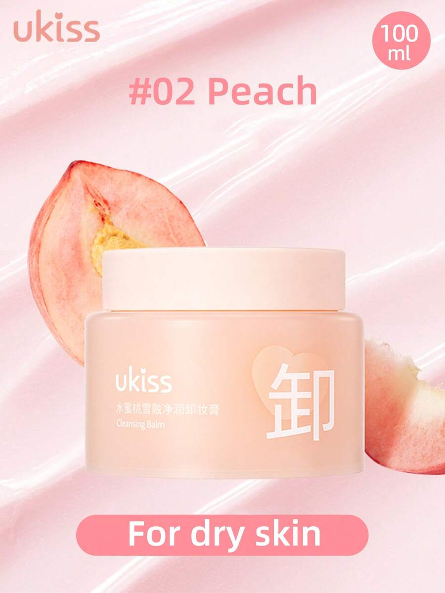 ukiss 100ml Cleansing Balm Makeup Remover, Hydration And Skin-Friendly, Balm To Oil, Available For Sensitive Skin, 1S' Emulsification, Double Cleanse, Face Wash - #02 Peach - View 1