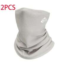 1/2 Uds.Calentador térmico de terciopelo para correr, bufanda para esquiar, montar en Snowboard, hombres y mujeres, deportes de invierno, senderismo, Bandana para ciclismo - gris claro 2 piezas - Ver 13