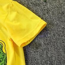 PP 2pcs Toddler Boy Playful Dinosaur Print Tee & Cargo Shorts Set - 黃色 - 查看 5