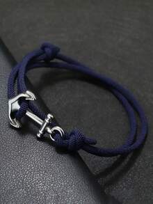 Unique Anchor Bracelet Men Handmade Sliding Adjustable Nautical 3mm Thin Marine String Bracelet Stainless Steel - Simple Style - View 7