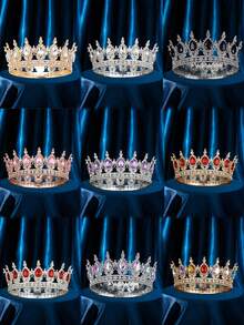 1 pièce Élégante couronne baroque de reine, diadème de mariée, coiffe de fête, cadeau de vacances, couronne florale, accessoire de cheveux de princesse, accessoires de cheveux de mariage - Multicolore - Voir 12