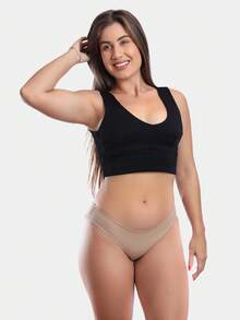 KIT 10 Tanga Cotton Penteado Conforto Feminina Atacado Qualidade Tanga feminina Cotton Penteado de qualidade - Preto e Chocolate - Visão 8