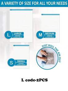 无需气泵，手卷袋，透明旅行收纳袋，真空压缩袋，防尘卷袋，旅行压缩袋，旅行箱和游轮必备，适合旅行、毕业季、返校季 - 無色 - 查看 11