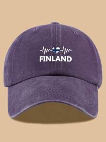 1 件可调节芬兰国旗和心电图印花棒球帽，轻便卡车司机帽，非常适合户外运动、徒步旅行和露营 | 爱国设计，户外头饰 | 复古风格帽子，节日和生日的理想礼物