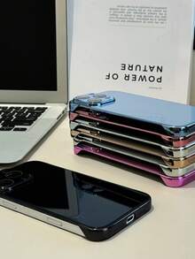 Ốp lưng điện thoại không viền bóng đơn giản sang trọng tương thích với iPhone 16 15 14 13 12 11 Pro Max Ốp lưng cứng chống nước chống sốc chống rơi chống trầy xước - Màu Hồng Tươi - Xem 2