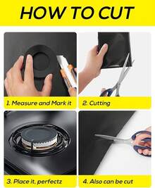 Silicone Stove Cover Gas Stove Top Covers Gas Range Stove Guard Reusable,Oven Liners Gas Range Protectors, Non-Stick Washable Keep Stove Clean Black Without Hole, 24.4x16.3 Inch - 黑色帶孔 - 查看 4