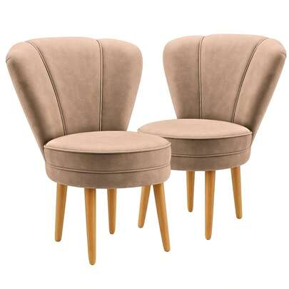 MOBLAN DECOR Conjunto 2 Cadeiras Moderna Tecido Veludo Confortável para sala de Estar Pés de Madeira Resistente