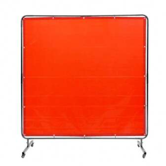 Tenda di protezione per saldatura di 1,8x1,8m con tenda in vinile rosso resistente ai raggi UV e 4 ruote girevoli - Pareti di schermatura portatili per un ambiente di saldatura sicuro