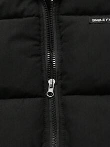 秋冬新款黑色男婴保暖连帽夹克，保暖衬里加厚派克大衣，卡通印花风衣外套