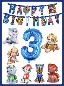 Paw Patrol Pfoten Patrol Themen Aluminium Folienballon Set, Cartoon Charakter Ali Aqi, Fellig, Grau, Perle, Lu Ma, Tian Tiana Aluminium Folie Ballons, ein Festival Ballon Set bestehend aus sieben verschiedenen Hunde Aluminiumfolie Ballon, unverzichtbare dekorative Ballon für Geburtstagsfeiern, Festivalpartys, Thanksgiving, Valentinstag, Weihnachten, Muttertag, Schulanfang, Abschlussfeier