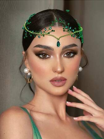 1 件水晶额头新娘头饰，女士时尚头饰，适合派对和婚礼