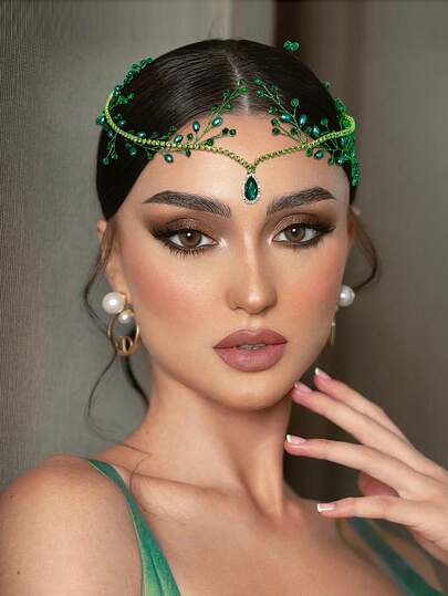 1件水晶额饰发箍，新娘婚礼发饰，时尚女士头饰，适合派对、舞会、节日礼物、情人节配饰