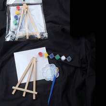 Mini Canvas Painting Set, Includes Palette, Brushes, Canvas Panels And Easel. Suitable For Oil, Acrylic, Acrylic Watercolor, Watercolor And Other Paints, Easy To Color And Non-Bleeding. For Personal Art Painting, Parent-Child Interaction, Couple Games, Beginners And Artists. Easel, Tray And Brushes Are Reusable, Party Painting Kit (Random Paint Colors),For School Supplies,Back To School