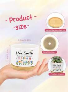 Ollas de plantas suculentas personalizadas con nombre y cita, regalos de fin de año escolar, bandeja de madera reflexiva, decoración de mesa, regalo para maestros, obsequios para maestras, agradecimiento a maestra, macetas con plantas, ollas succulentos, recuerdos para profesores, adornos para amantes de las plantas y regalos para fin del año, de vuelta a la escuela, ayudame a crecer, plantas para madres