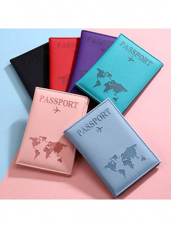 PU Leather Passport Cover, Document Card Organizer Wallet,Boho Vibes Matte Finish Pu Material Travel Passport Cover With World Map Embroidery Label Letter And Fixed Design Passport Holder Passport Case Passport Wallet Passport Bag For Holiday For Vacation