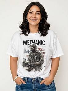 Camisas de manga larga para mujer, 100 % algodón, regalos para el día de la madre, tallas S-2XL, regalos de cumpleaños para mujer, camiseta de mecánico personalizada, regalo para amantes de la mecánica, regalo para el día del padre, regalo para él. - Blanco - Ver 2