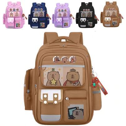 Mochila Capibara Escolar Gran Capacidad Reforzada Avion Mujer Aesthetic Hombre Niña Niño Biker Escuela Paseo Regalo Jovenes Antirrobo Primaria Coreana W0011 Cafe