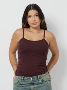 Aesthetic Moda Basic Strappy Tank Top - Óxido marrón - Ver 2