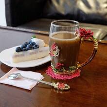 1. Special Occasion Gifts For Her 2. Enamel Butterfly Flower Glass Tea Cup Rose Red Coffee Mug 3. Mother's Day Presents For Mom Grandma Wife Female Friends - 玫瑰紅 - 查看 2