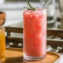 6/1pc Straight Vertical Striped Glass Cup Suitable For Coffee, Latte, Juice, Milk, Fruit Tea In Home