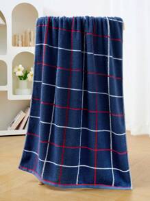 1pc Cotton Plaid Pattern Simple Bathroom Bath Towel, Soft Hand Towel, Thick And Absorbent, Suitable For Bathroom, Gym, Hotel, Beach - Great Everyday Essential And Perfect Gift For Home, Travel, Valentine's Day, Mother's Day