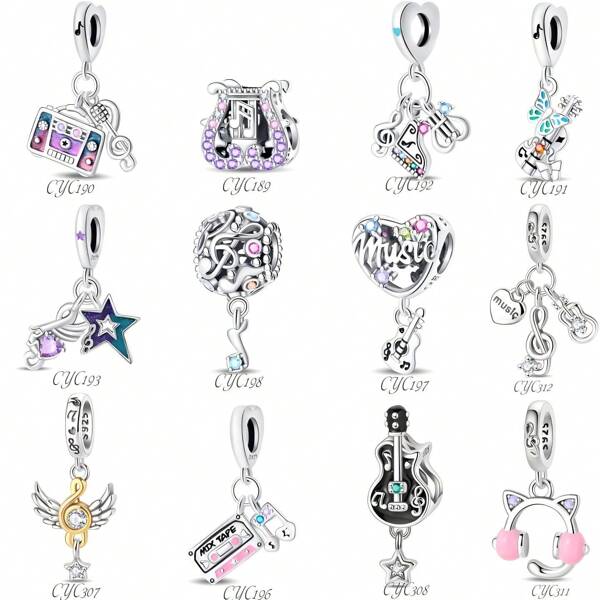 A Music Fantasy Creative DIY Pendant, Weaving Exclusive Music Dream Bracelets/Necklaces And Other Jewelry, 925 Sterling Silver Texture, Creating Exclusive Music Symbols, Fashion Jewelry Accessories, Making Exquisite Charms, As A Gift, For Relatives/Friends/Lovers, Etc