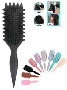 Cepillo definidor de rizos para cabello rizado, cepillo de estilo de rizos con volumen con diseño de ranura de borde, desenredador moldeador de rizos para rizos rebotones, control del frizz y definición de ondas, cepillo para cabello rizado para mujeres, herramienta para el cabello para uso húmedo o seco, ideal para uso diario o viajes, de vuelta a la escuela, artículos esenciales para viajes, accesorios para el cabello para mujeres