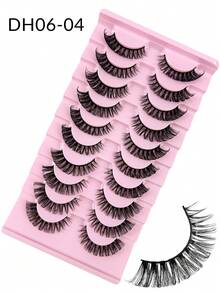 10 Pairs D Curl Russian Strip False Eyelashes Natural Look Fluffy Faux Mink Lashes Volume Wispy Long Foxy Eye Lifting Look Fake Eyelashes Strip Lashes,Lashes,Eyelashes,Fake Lashes - Criss Cross lashes - View 7