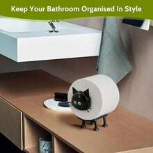 Cat Toilet Roll Holder: Tissue Paper Roll Storage Stand - 3D Printed Black Cat Loo Roll Holder - Toilet Paper Holder Bathroom Set For Bathroom Shelf Housewarming Gift Bathroom Decor (Cat-1Pcs)