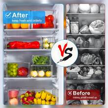 7Pcs Fridge Organizers And Storage - Clear Refrigerator Organizer Bins With Lid, 3 Size Stackable Fridge Organization, Fruit Container For Refrigerator, Keep Egg Grape Tomatoes Etc Fresh - 7 món đồ lưu trữ thực phẩm - Xem 8
