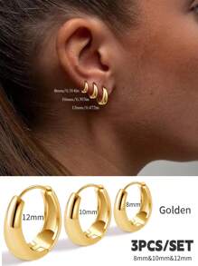 3 Pcs Set Small Gold Hoops Huggie Earrings For Women, 14K Gold Plated Dainty Cartilage Earring Hypoallergenic Hoop Earrings Set For Multiple Piercing Jewelry