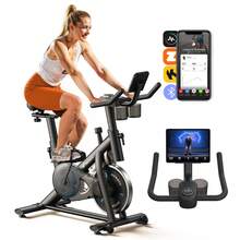 MERACH Exercise Bike, Brake Pad/Magnetic Stationary Bike With Exclusive App, Low Noise Indoor Cycling Bike With 300lbs Weight Capacity, Dumbbell Rack And Free Fitness Courses - Ma sát-Đen - Xem 2