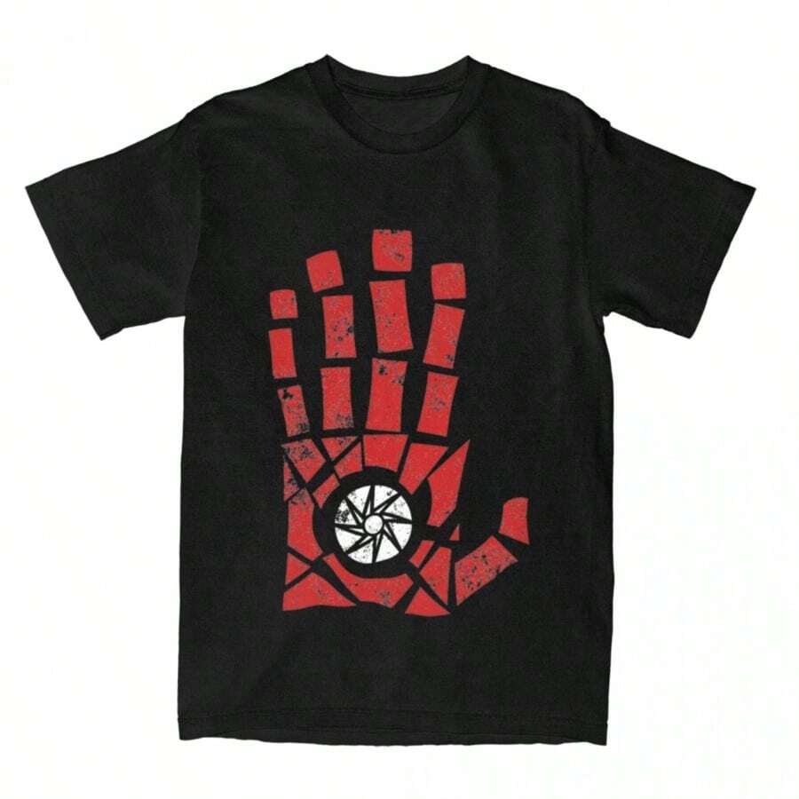 COOL SUMMER Iron Mans Heart T Shirts Harajuku Casual Summer Men Women Amusing Cotton Funny Oversized Short Sleeve Stylish Vintage Cool Tops - màu đen - Xem 1