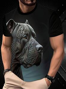 Herren Casual Elastisch T-Shirt in Große Größen - T-Shirt mit Hundemotiv, Rundhalsausschnitt, Straßen-Stil - Verschiedenfarbig - Übersicht 5