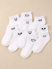 20/10/5 双装儿童随机趣味表情隐形短袜，图案多样，趣味十足。低帮设计，透气柔软亲肤，适合日常休闲和运动穿着。男女童均适用。白色儿童短袜，男女通用。 - 彩色 - 查看 6