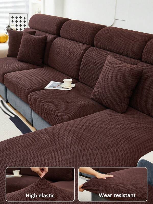 1pc Jacquard Stretch Sofa Slipcover, Modern Anti-Fouling Sofa Cover, Minimalist Style Sofa Set, Suitable For Living Room, Bedroom, Outdoor Sofa, L-Shaped Sofa Cover, Combination Chaise Lounge/Corner Sofa Cover, Sofa Cushion Cover, Home Decor Universal Seat Sofa, All Season