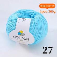 100% Cotton Yarn, 6 Balls*50g (Total 300g), 1 Ball Length 160m, 6 Ball Pack, Skin-Friendly, Breathable Cotton Yarn For Knitting Sweaters, Crocheting Blankets, Weaving Vests, Handmade Crafts, Multiple Color Options - 6 Balls Of Pure Cotton - View 25